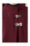 Women's Jacket with Agraph Collar and Sleeve Details - Burgundy - 3