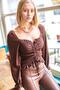 Women's Bitter Brown Gathered Front Knitted Blouse BLZ-19001183 - 2