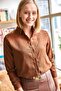 Women's Brown Thin Corduroy Shirt GML-19000443 - 3