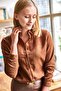 Women's Brown Thin Corduroy Shirt GML-19000443 - 5