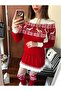Christmas Dress Set Women's Three Pieces Christmas Red Mini - 3