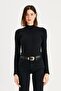 بدلة نسائية سوداء بياقة واقفة من Ella Bodysuit - 3