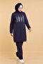 Women's Stoned Navy Blue Hijab Tracksuit Set