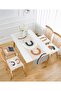 Abstract Designed Set of 4 Fluffy Chair Cushions and 1 Runner