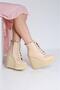Women's Zipped Cream Platform Women's Boots - 2