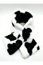 Double Sided Cow Pattern And Black Plush Scarf - 4