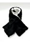 Double Sided Cow Pattern And Black Plush Scarf - 5