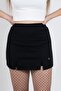 Women's Black Double Slit Shorts Skirt