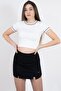 Women's Black Double Slit Shorts Skirt - 3