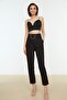 Black Belted Shiny Rhinestone Woven Trousers Tpraw20Pl0168 - 2