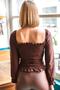 Women's Bitter Brown Gathered Front Knitted Blouse BLZ-19001183 - 6