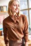 Women's Brown Thin Corduroy Shirt GML-19000443 - 4