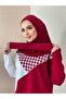 وشاح جاهز مزود بمشبك وشال Hijap باللون الأحمر - 3