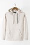 Erkek Krem Kapüşonlu Kanguru Cepli Basic Hoodie Sweatshirt