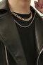 Yellow Double Thick Thin Barley Chain Men's Necklace - Imported Non-Tarnish Steel Chain Necklace