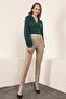 Women's Green V-Neck Gathered Candy Blouse - 6