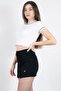 Women's Black Double Slit Shorts Skirt - 2