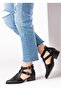 Moli Women's Laser Cut Double Buckle Black Shoes with Back Zipper - 5