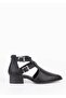 Moli Women's Laser Cut Double Buckle Black Shoes with Back Zipper - 8