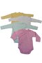 Double Breasted Long Sleeve Self Gloved Snap Fasten Baby Bodysuit Solid Color Bodysuit (Pack of 4) - 4