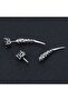 Vintage Long Spike Gothic Nails Design Zircon Stone Biker 316L Steel Earrings - 2