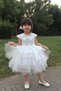 Girl's White Sequin Birthday Evening Dress Tulle Dress