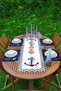 1 Runner & 4 Dark Navy Colored American Service on White Background Geometric Drawing Anchor Patterned Backdrop - 2