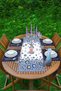 Modern 1 Runner with Evil Eye Bead Motif & 4 Dark Blue Colored Placemat - 2