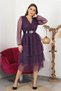 Women's Belted Skirt Layered New Season Tulle Dress Nb10006 - 3