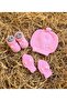 Newborn Baby Girl Pink Bow Knitwear Beanie Gloves Booties Set 0-3