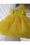 Yellow Girl's Evening Dress with Buckle and Bow Detail Birthday Princess Dress - 5