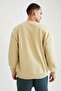 Men's Ecru Nba Licensed Milwaukee Bucks Printed Oversize Fit Crew Neck Sweatshirt U9868AZ21AU - 6