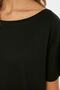 Siyah %100 Pamuk Oversize/Geniş Kalıp Kayık Yaka Örme T-Shirt TWOSS20TS0140 - 6