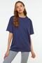 Lacivert %100 Pamuk Bisiklet Yaka Oversize/Geniş Kalıp Örme T-Shirt TWOSS20TS0134 - 12