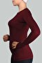 Long Sleeve Crew Neck Lycra Combed Cotton Women's Body - Claret Red - 3