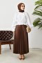4521 Model - Brown Pleated Skirt, Elastic Waist - 6