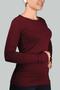 Long Sleeve Crew Neck Lycra Combed Cotton Women's Body - Claret Red - 2