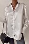 Oversize Satin Shirt White - 3