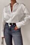 Oversize Satin Shirt White - 4