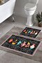 Non-Slip Base Washable Set of 2 Bath Mat Bath Mat Set Toilet Bowl Set