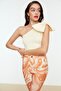 Ecru One-Sleeve Bow Detail Knit Blouse TPRSS22BZ0166 - 3