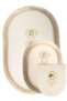 Shems Cream 3-Piece Lacy and Fringed Toilet Seat Set Bathroom Carpet Mat Set