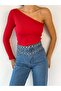 Women's One Shoulder Camisole Crop Red Blouse - 2