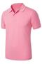 Unisex Polo Collar Short Sleeve Pink School T-Shirt - 2
