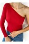 Women's One Shoulder Camisole Crop Red Blouse - 7