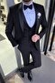 Slim Cut Shawl Collar Black Suit with Vest