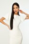 White Fitted/Fitted Flounce Lined Midi Woven Dress TWOSS20EL1342 - 9