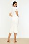 White Fitted/Fitted Flounce Lined Midi Woven Dress TWOSS20EL1342 - 11