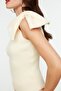 Ecru One-Sleeve Bow Detail Knit Blouse TPRSS22BZ0166 - 2