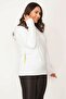 Women's Large Size Bone Cotton Fabric Crew Neck Back Print Detailed Sweatshirt 65n31024 - 3